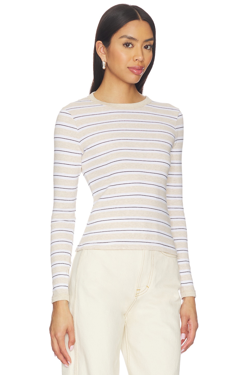 Enza Costa Cotton Stripe Classic Long Sleeve Tee