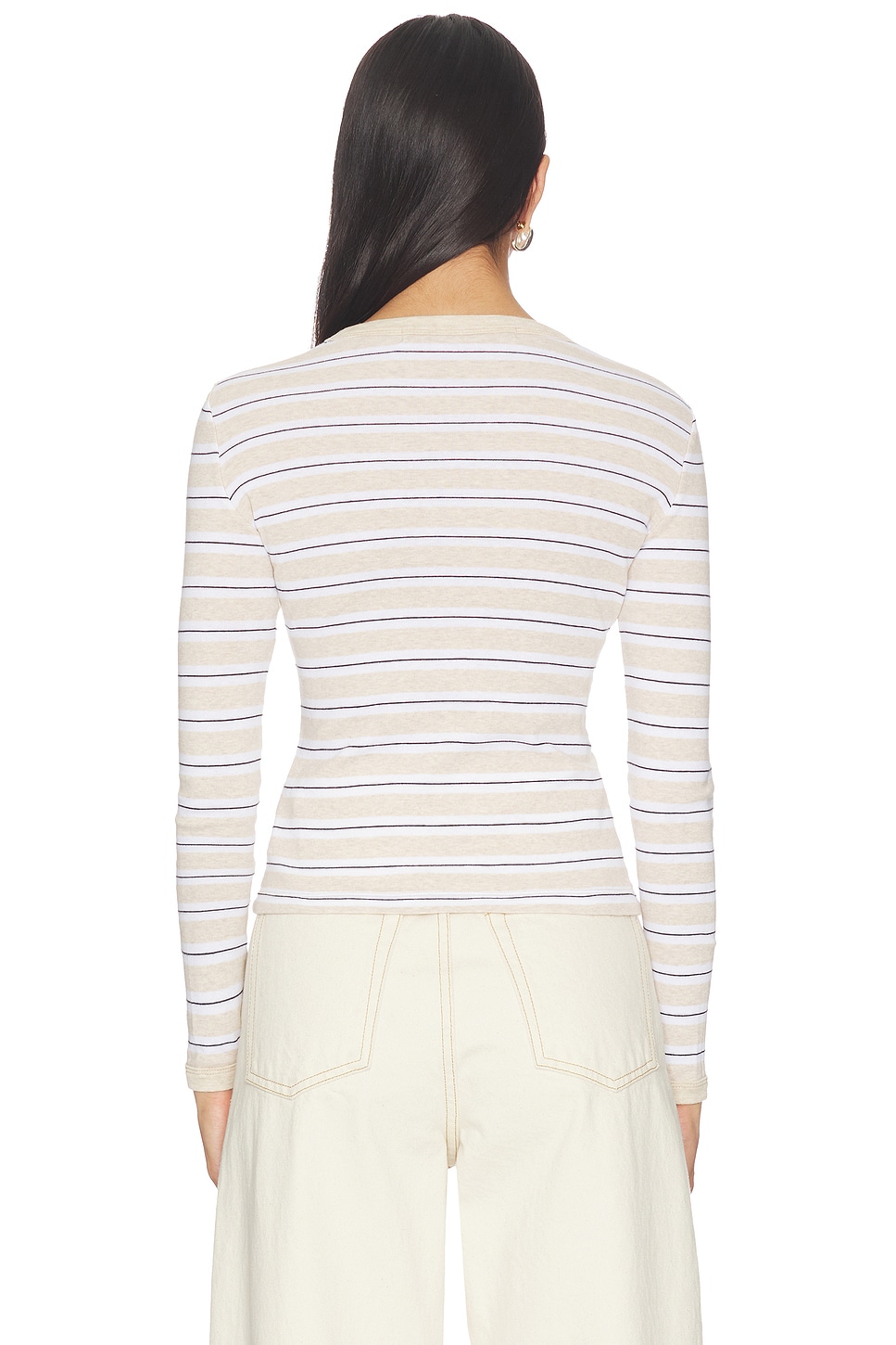 Enza Costa Cotton Stripe Classic Long Sleeve Tee