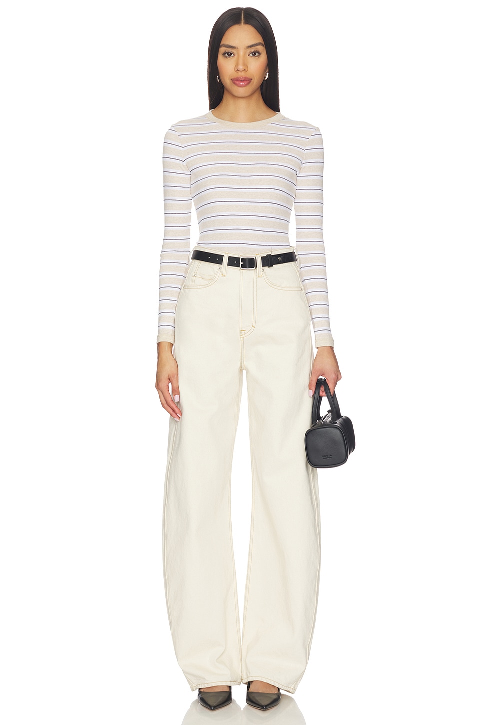 Enza Costa Cotton Stripe Classic Long Sleeve Tee
