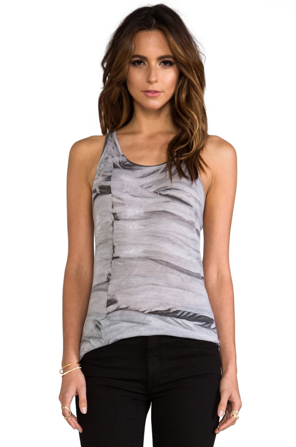 Enza Costa Tissue Jersey Racer Tank in Grey Crackle | REVOLVE