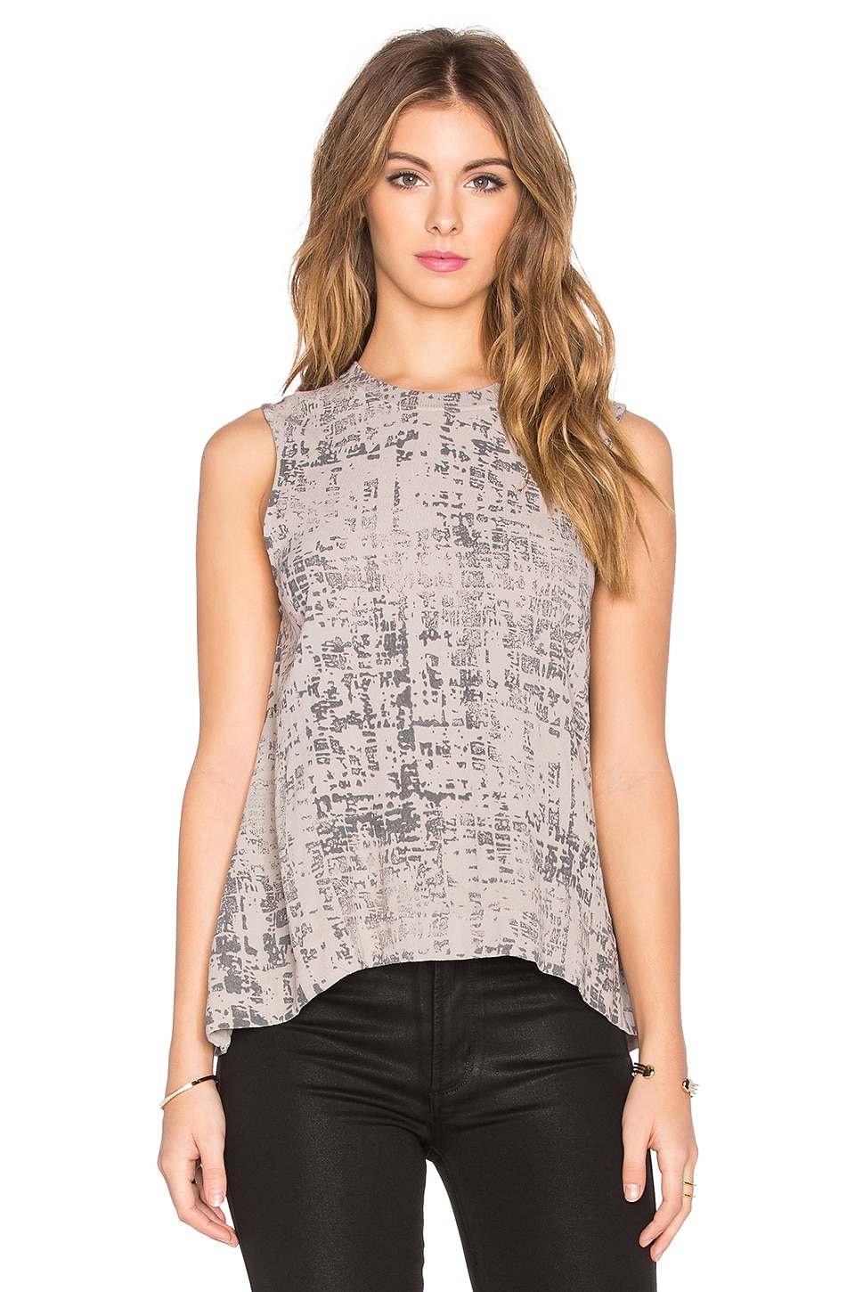 Enza Costa Sleeveless Trapeze Top in Limestone Etch | REVOLVE