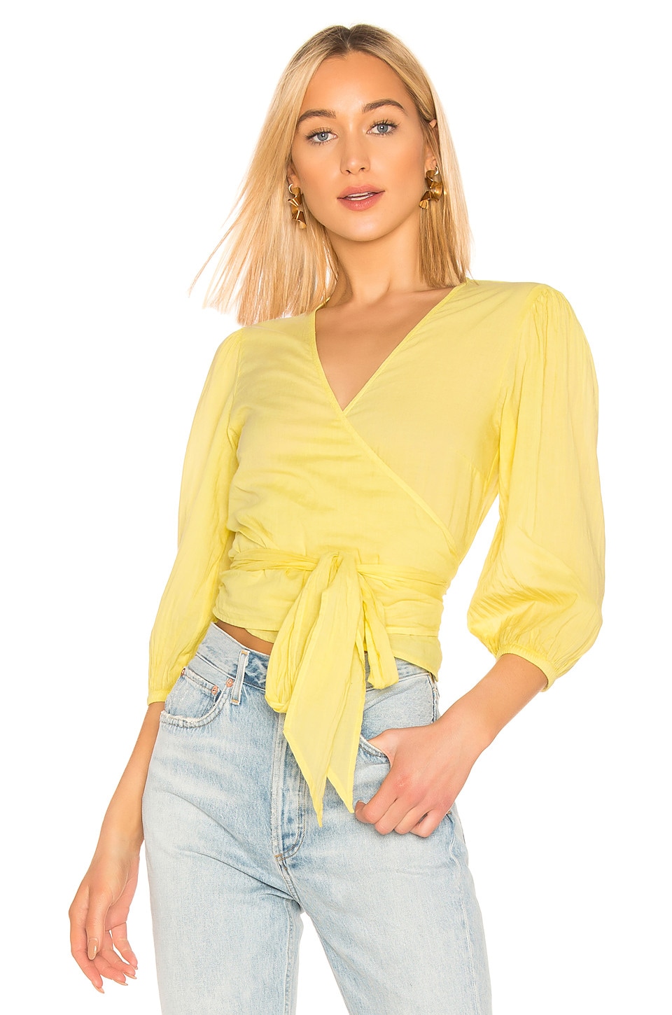 Enza Costa Tops PUFF SLEEVE WRAP TOP