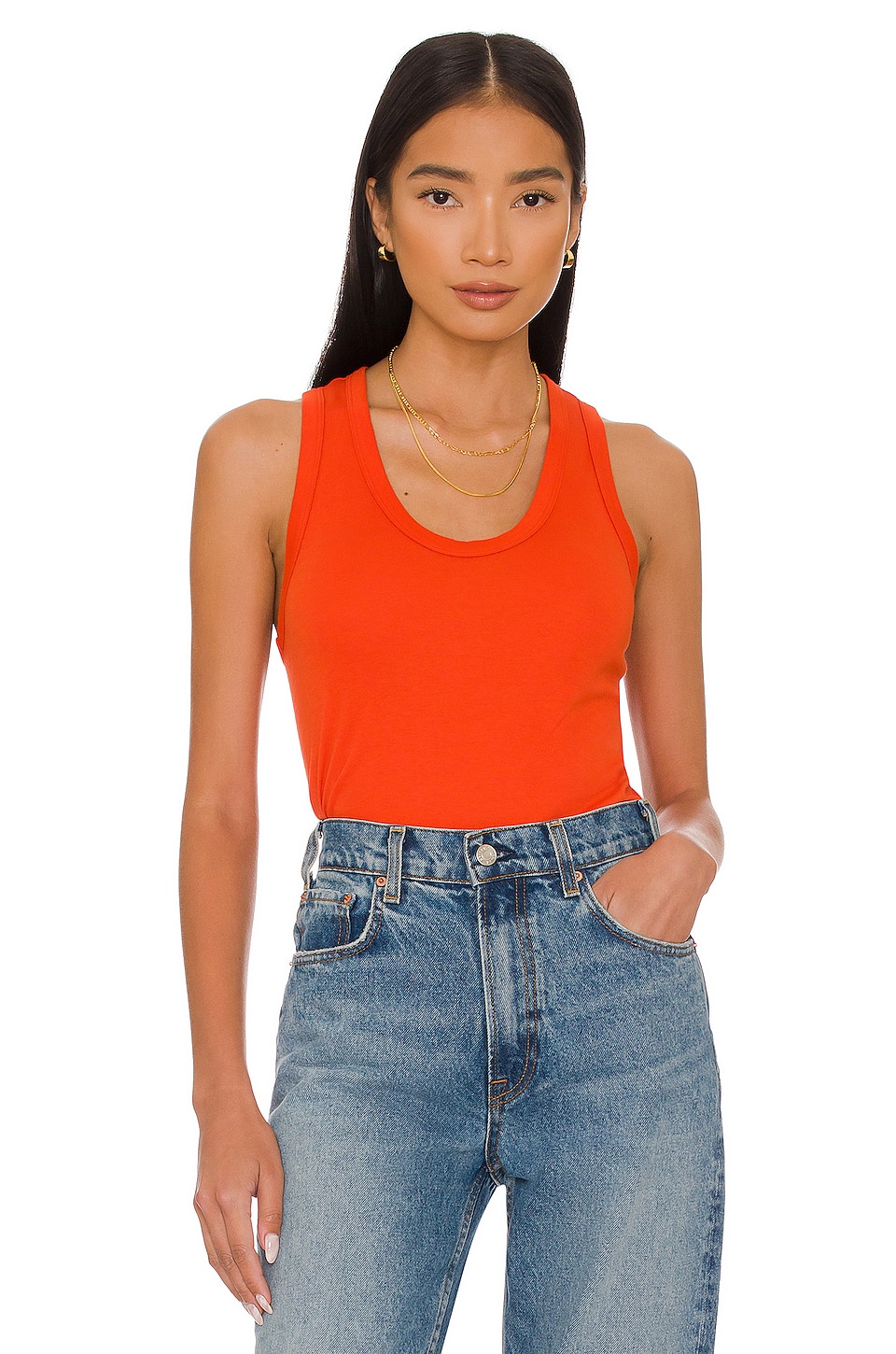 Enza Costa Bold U Racer Tank in Sunset | REVOLVE