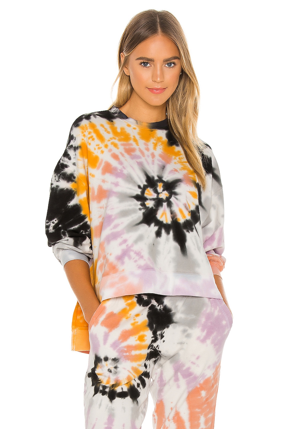 electric and rose tie dye sweatshirt