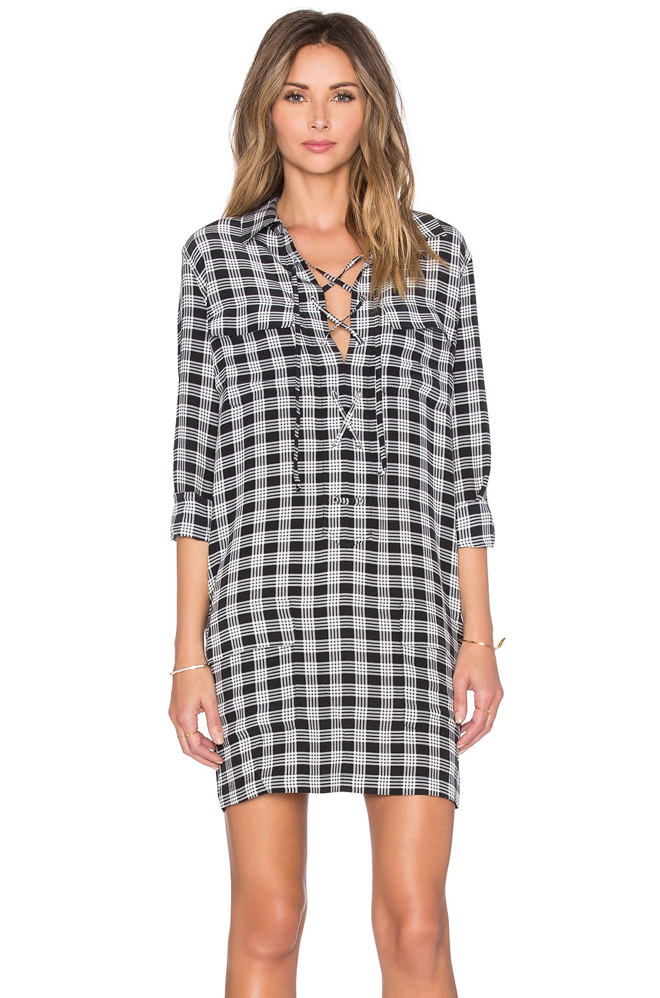 Equipment Knox Palaka Plaid Dress in True Black | REVOLVE