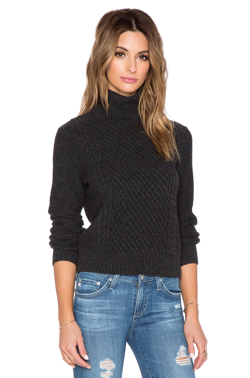 Equipment Atticus Turtleneck Cashmere Sweater in Charcoal Heather Grey ...