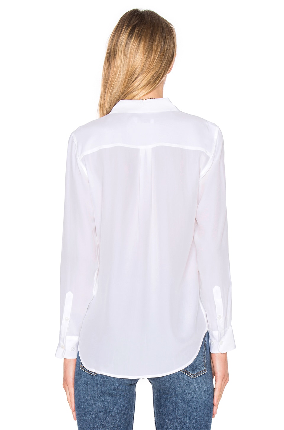 EQUIPMENT Slim Signature White Double Flap Pocket Short Sleeve Blouse ...