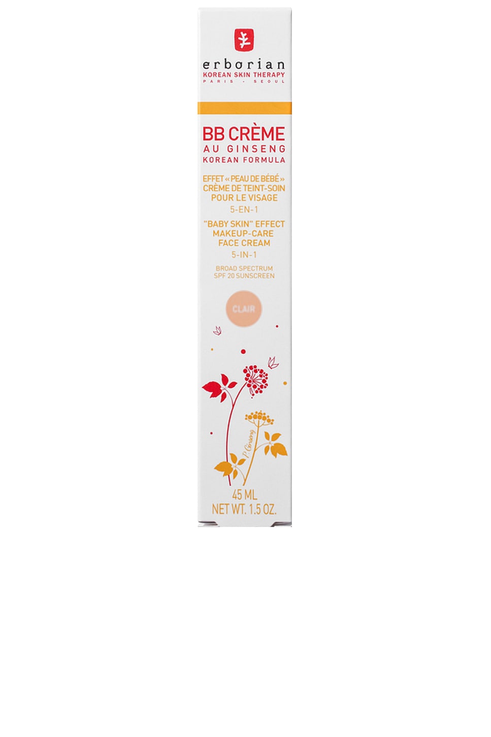 ERBORIAN BB CREAM TINTED MOISTURIZER BROAD SPECTRUM SPF 20 ERBR-WU4