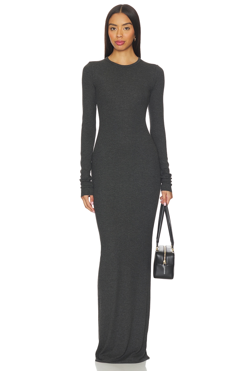 open lace back dress MAXI LONG SLEEVE RIB DRESS main image 0