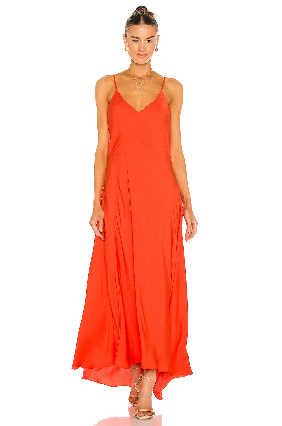 Essentiel Antwerp Zirk Long Slip Dress in Spicy Orange | REVOLVE