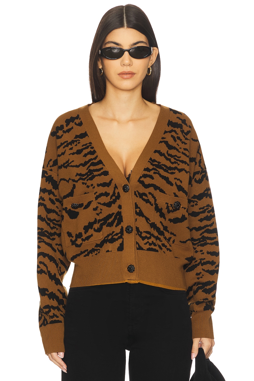 Essentiel Antwerp Icali Zebra Cardigan in Cinnamon Rufous | REVOLVE