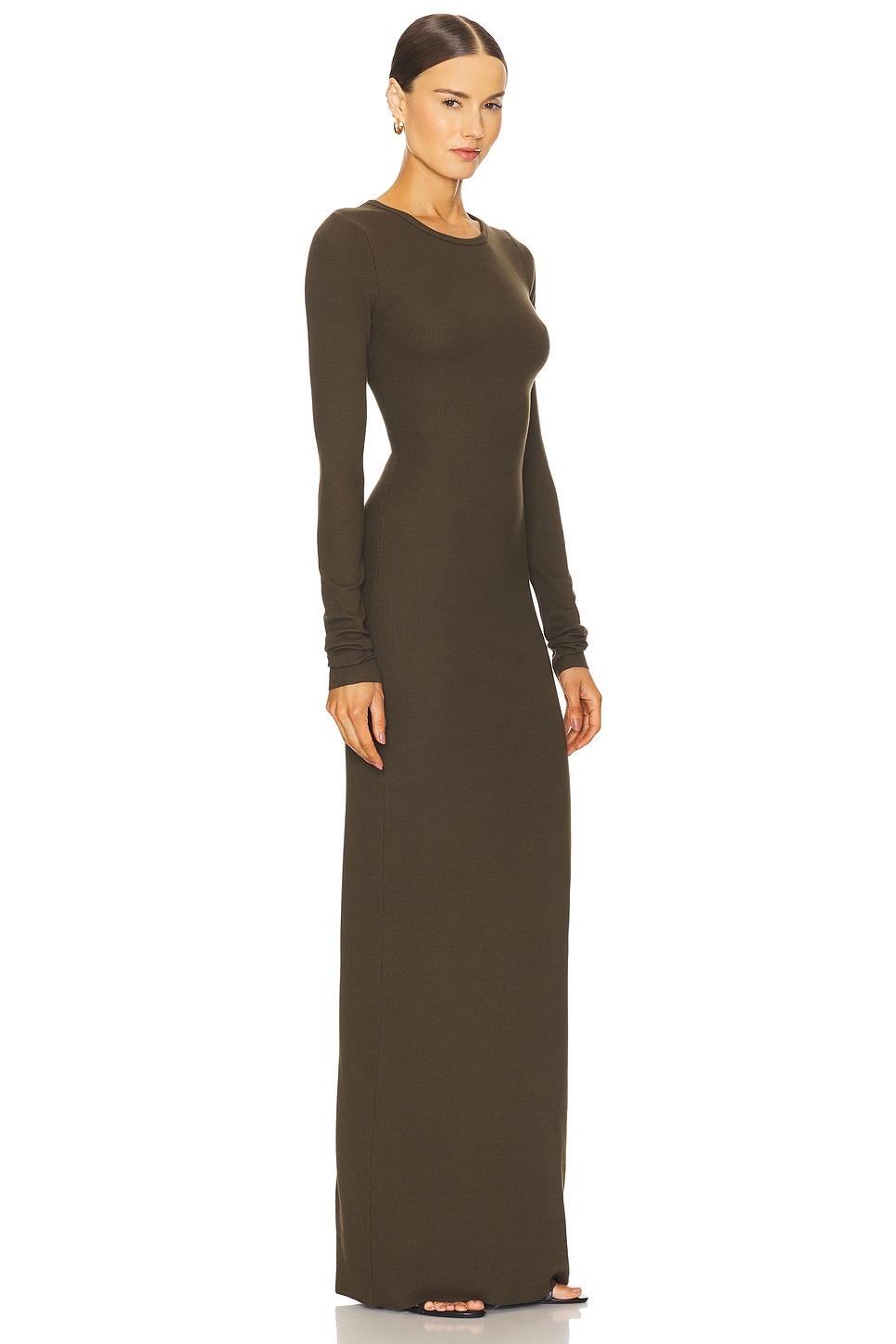 ÉTERNE Long Sleeve Crewneck Maxi Dress thumbnail