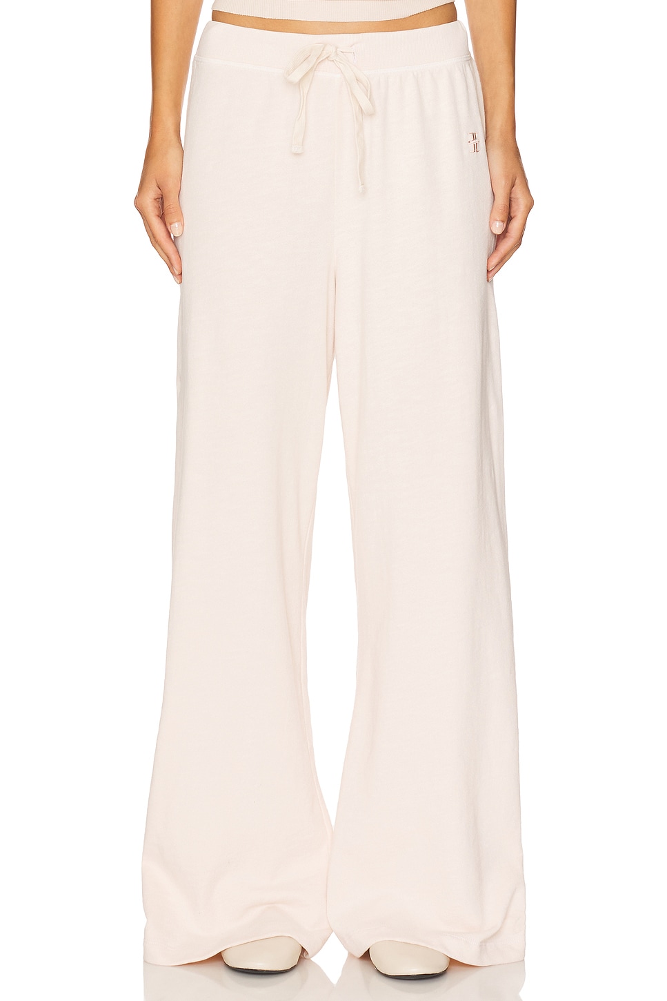 Drawstring Lightweight French Terry Wide Leg Sweatpant