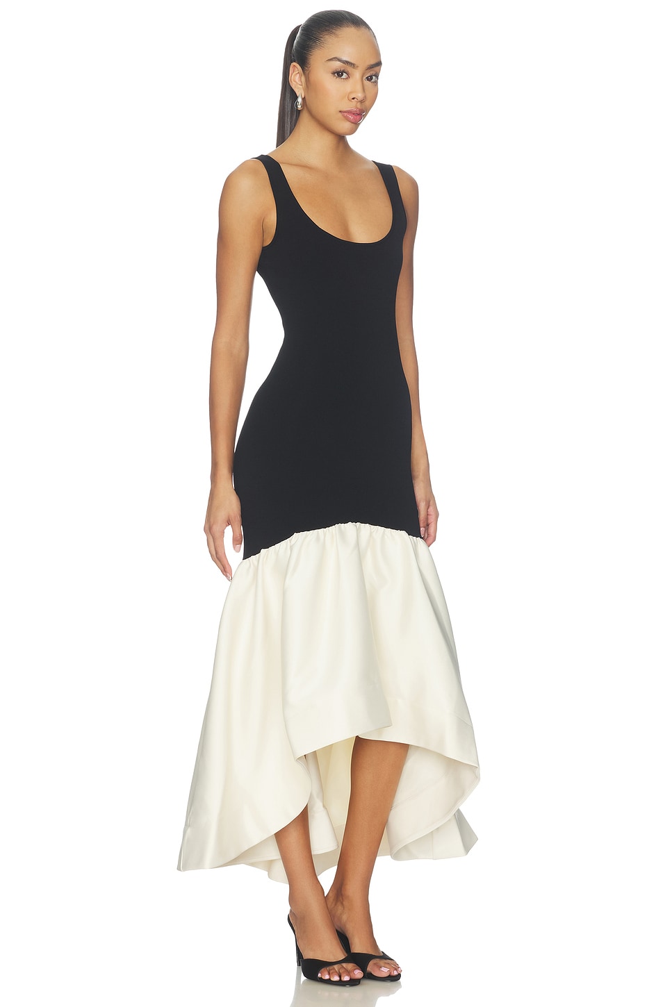ET OCHS Isabell Knit Combo Dress in Black & Ivory