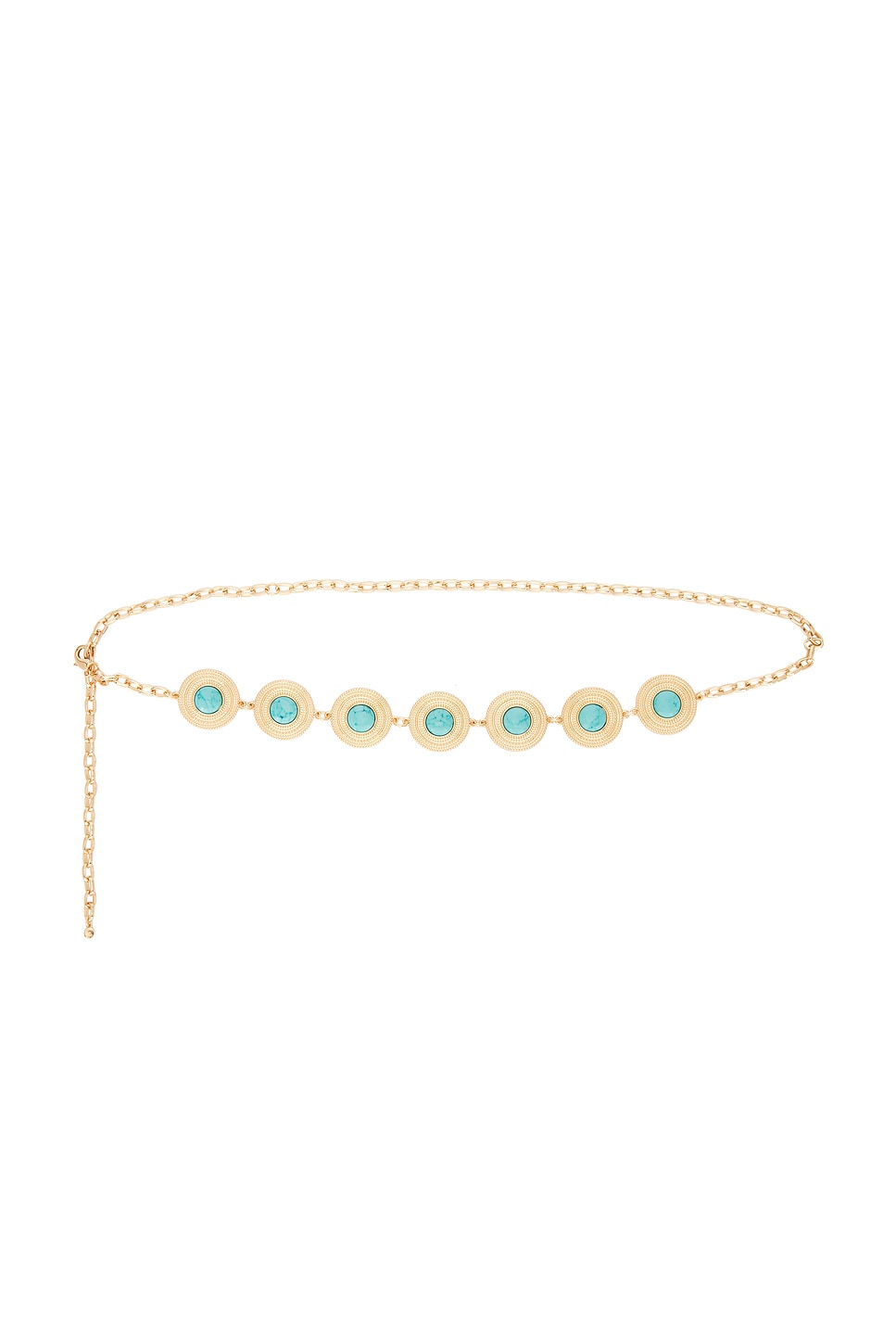 Turquoise Medallion Belt in Gold & Turquoise - thumbnail 2