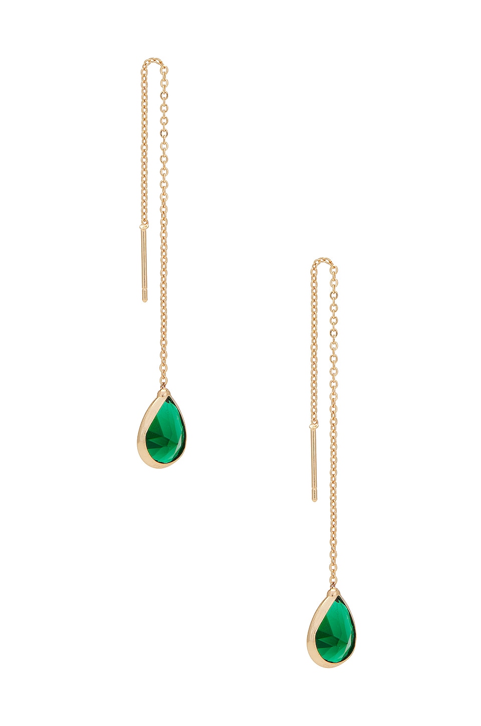 Image 1 of Barely There Chain Earrings in Green Crystal