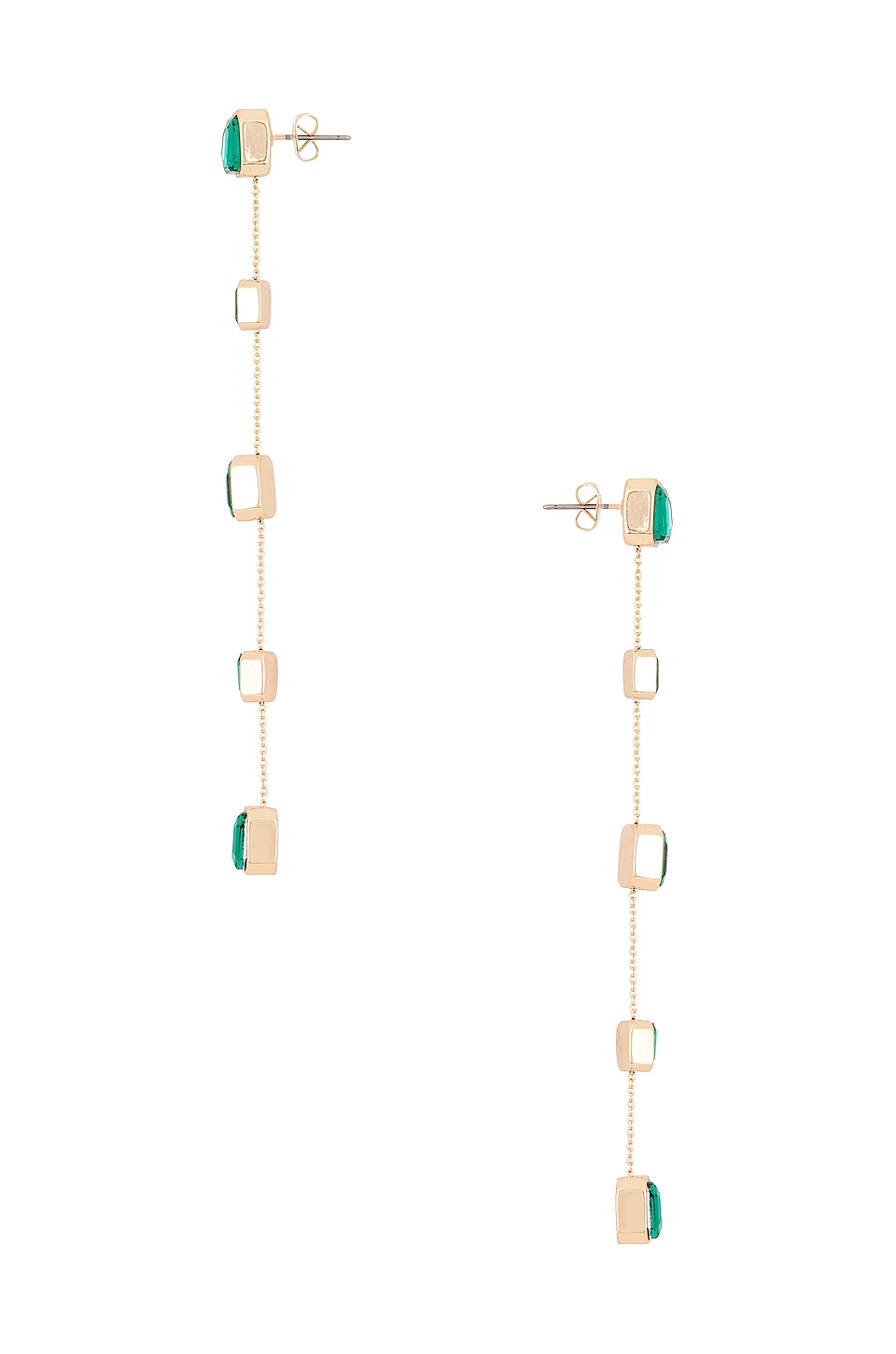 Ettika Drop Earrings in Green Gems