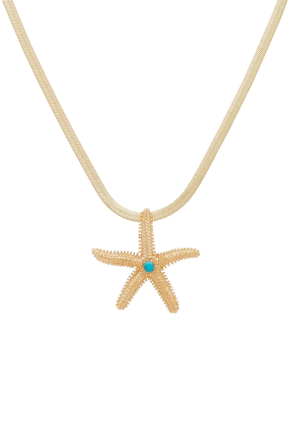 Ettika Starfish Pendant Herringbone Chain Necklace in Gold | REVOLVE