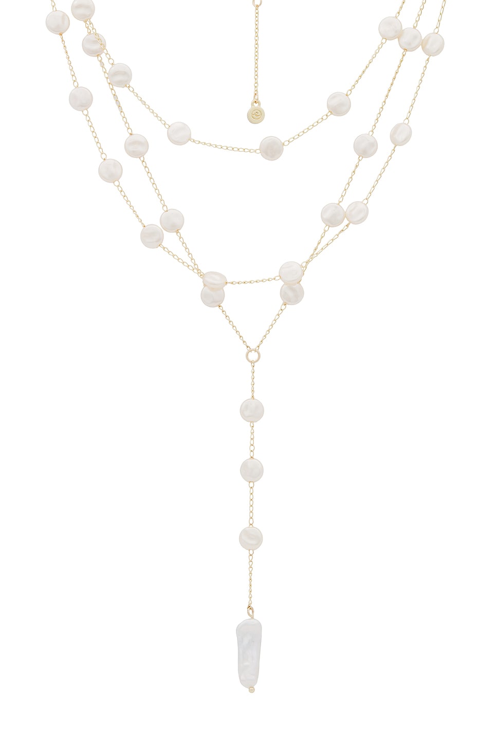 Pearl Coin Layered Lariat Necklace