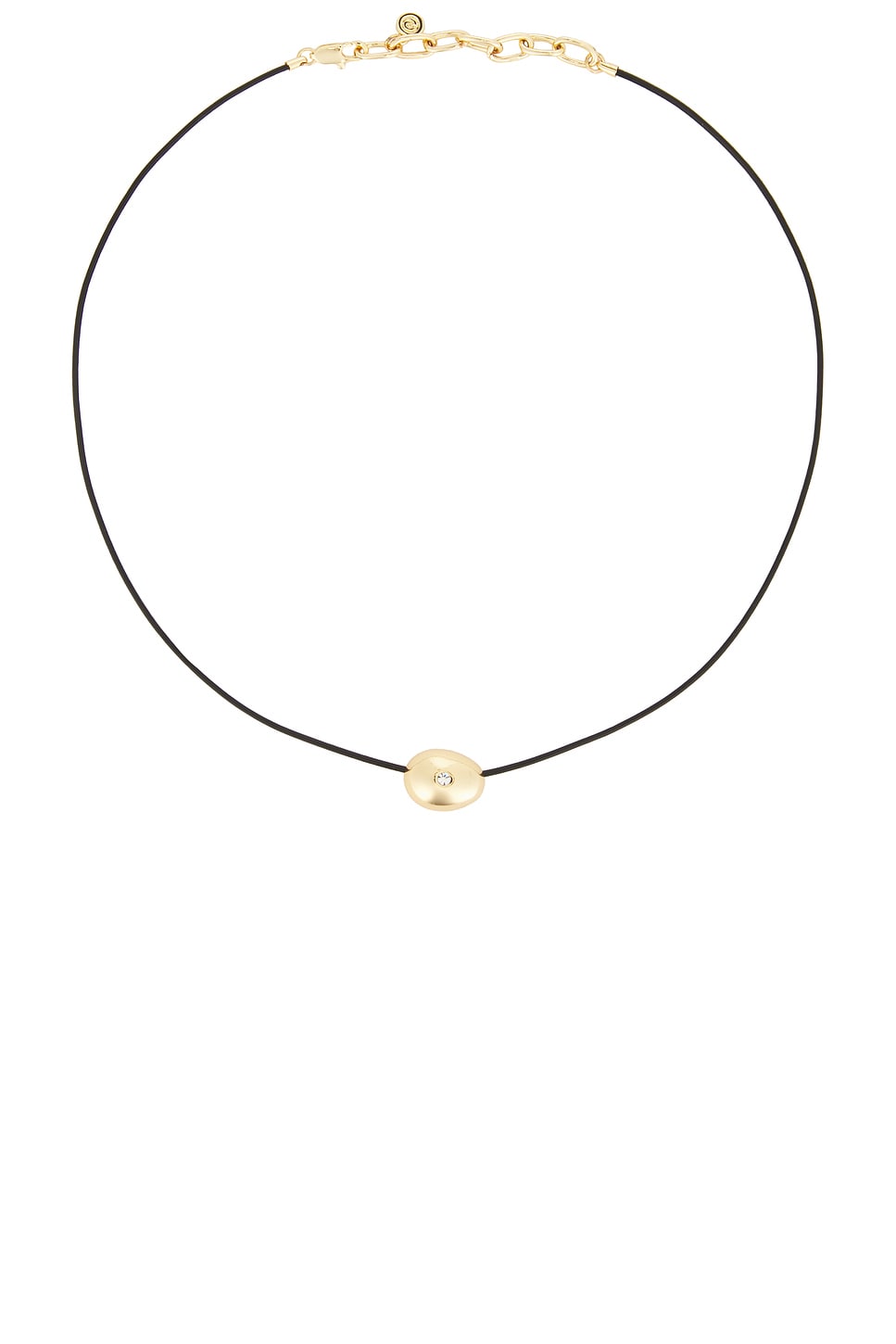 Polished Pebble Black Leather Pendant Necklace