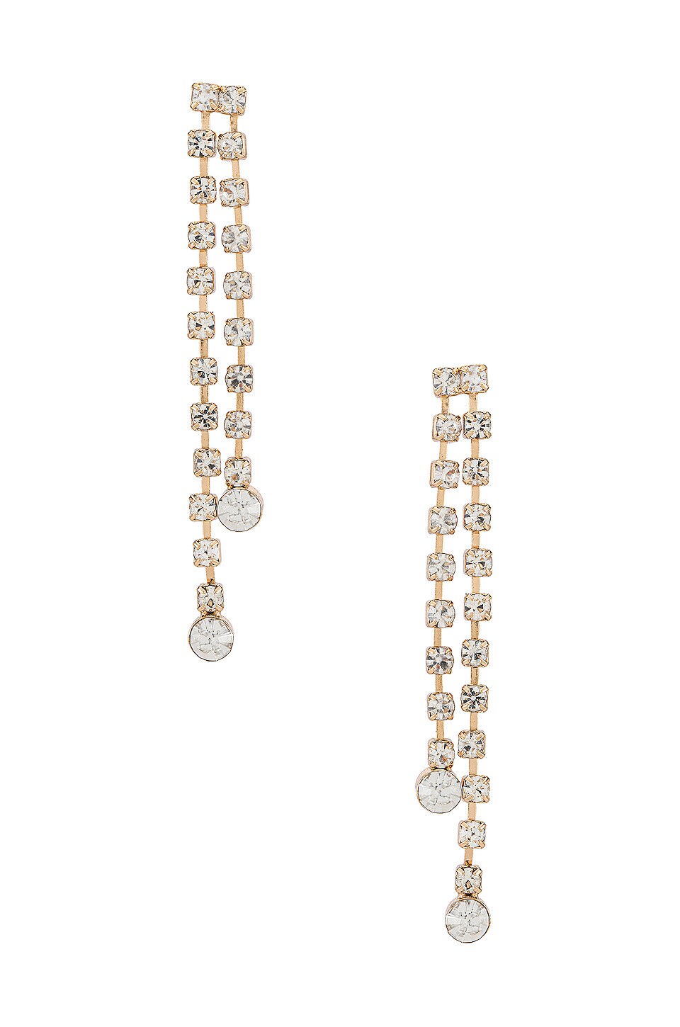 Ettika Double Crystal Earrings in Gold | REVOLVE