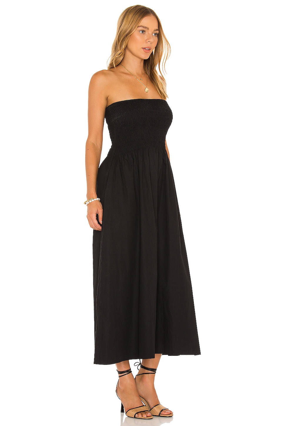 FAITHFULL THE BRAND Madella Midi Dress in Plain Black