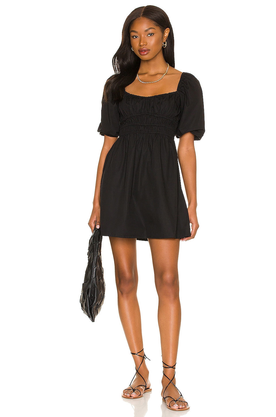 Keziah Long Sleeve Layered A-Line Mini Dress in Black | Oh Polly
