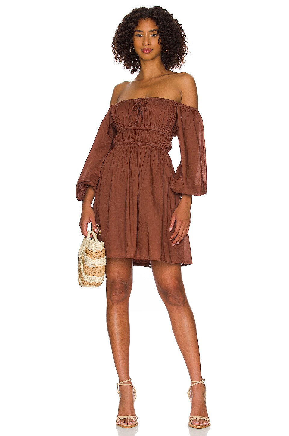 Chocolate brown cotton blend dress