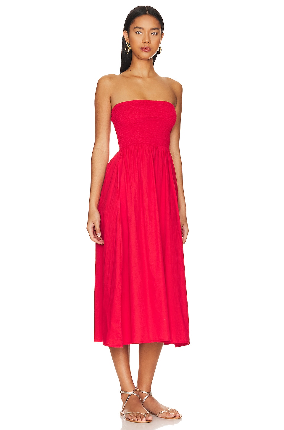 FAITHFULL THE BRAND Madella Midi Dress in Cherry Tomato