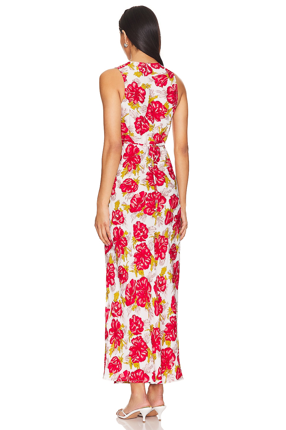 boden ruched tiered maxi dress Tala Tiered Jersey Maxi Dress-Blood Orange, Botanical Charm