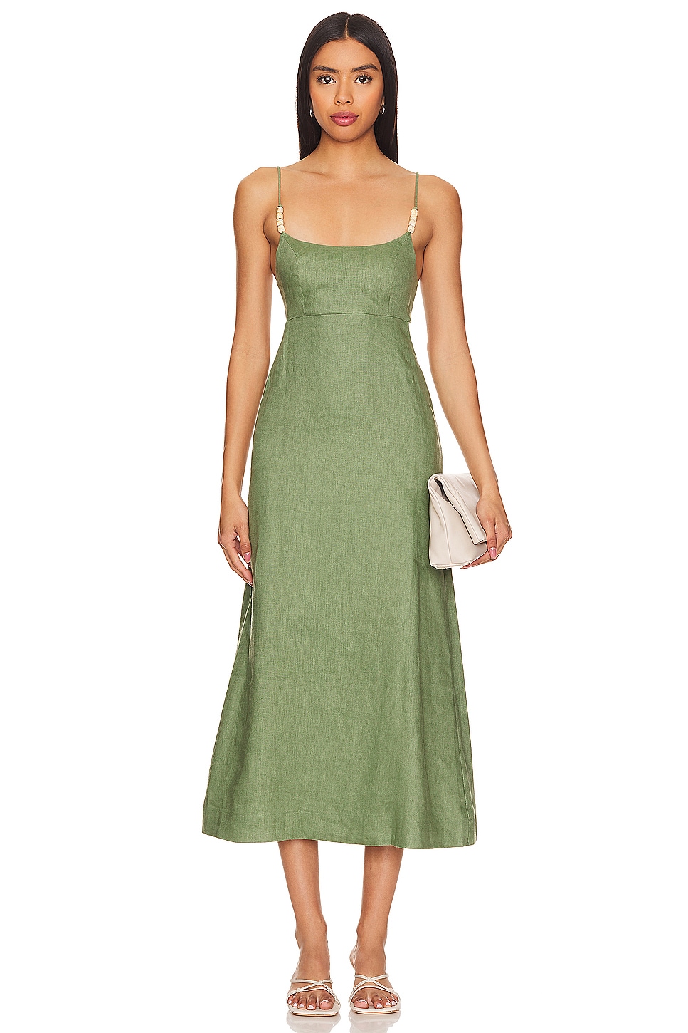 Shona Joy La Lune Ruched Halter Maxi Dress in Sage