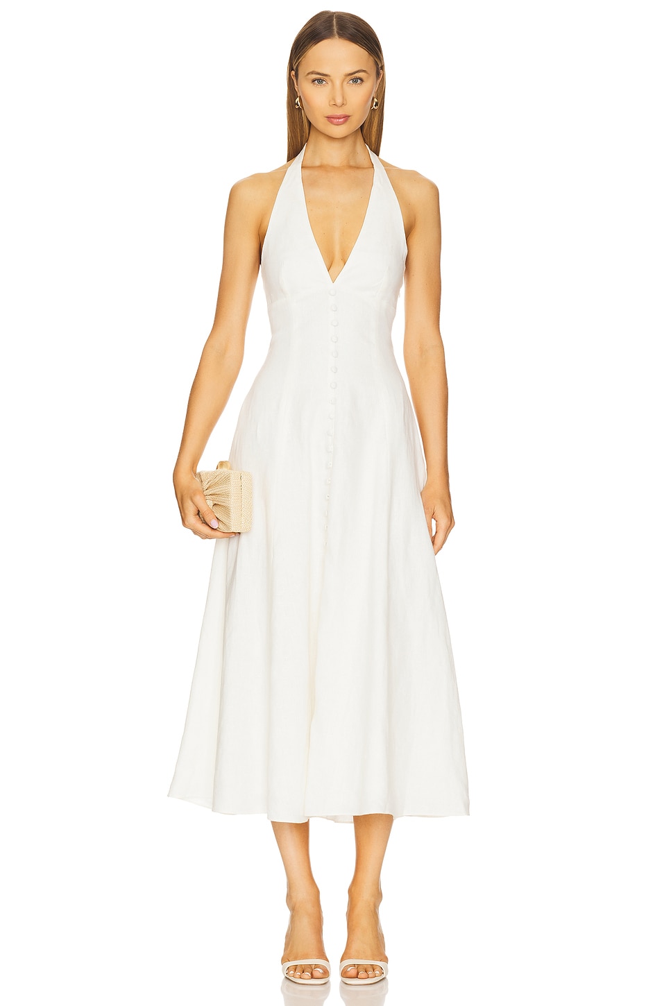 FAITHFULL THE BRAND Marie Midi Dress in White | REVOLVE