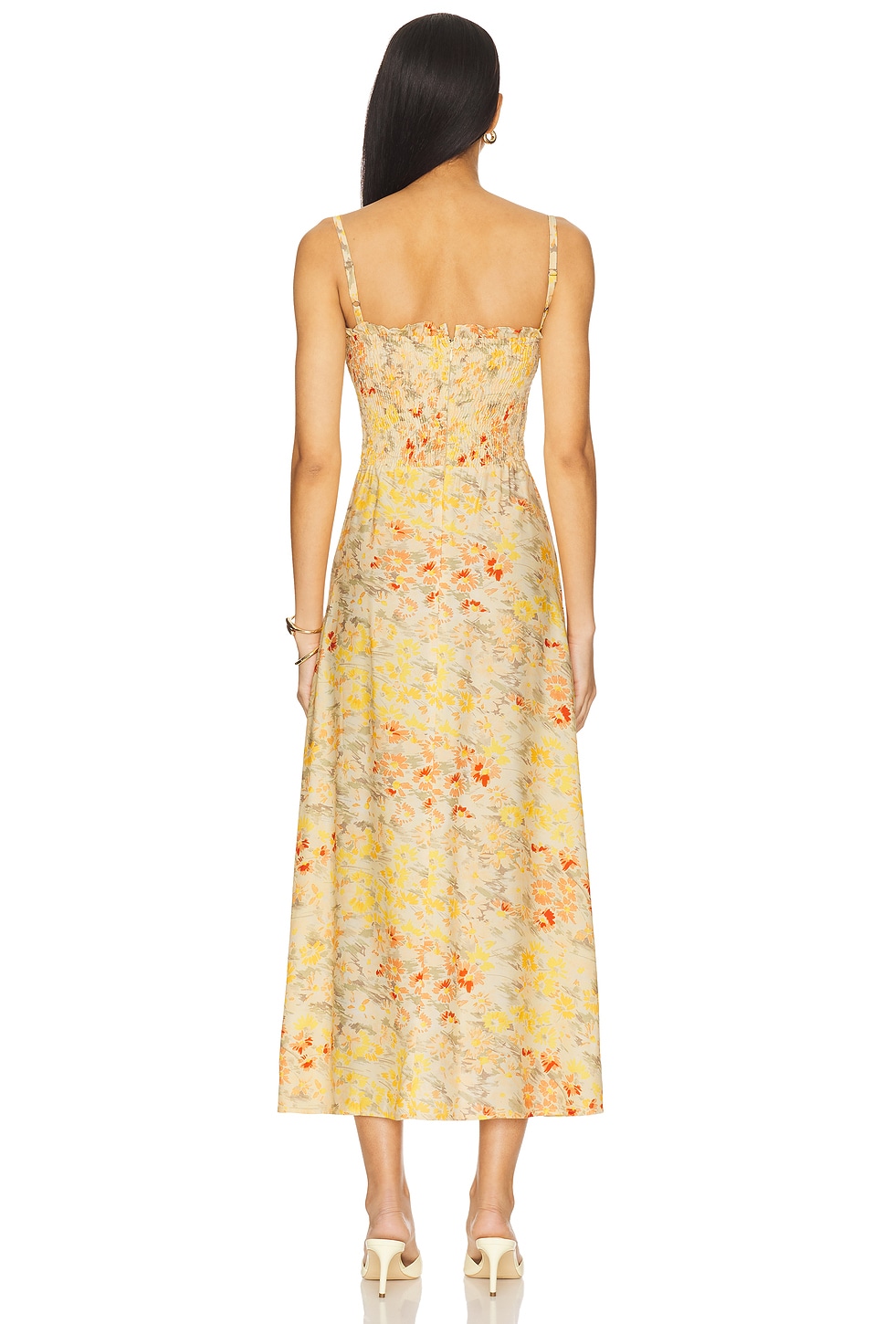 FAITHFULL THE BRAND Sorana Midi Dress in Adeline Floral Yellow | REVOLVE