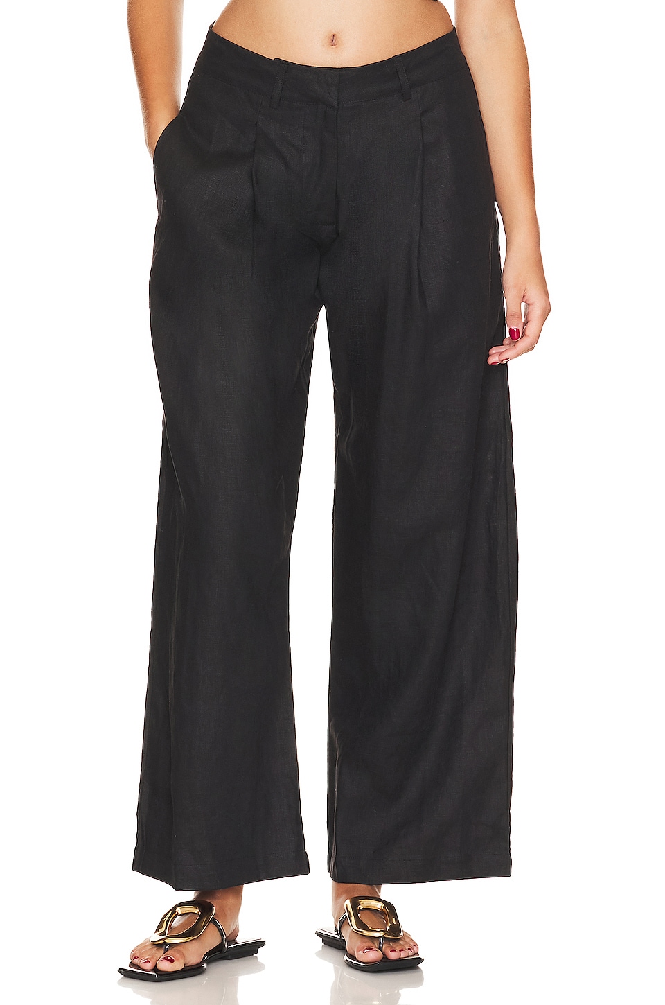 FAITHFULL THE BRAND Francois Pant in Black REVOLVE - Main Image