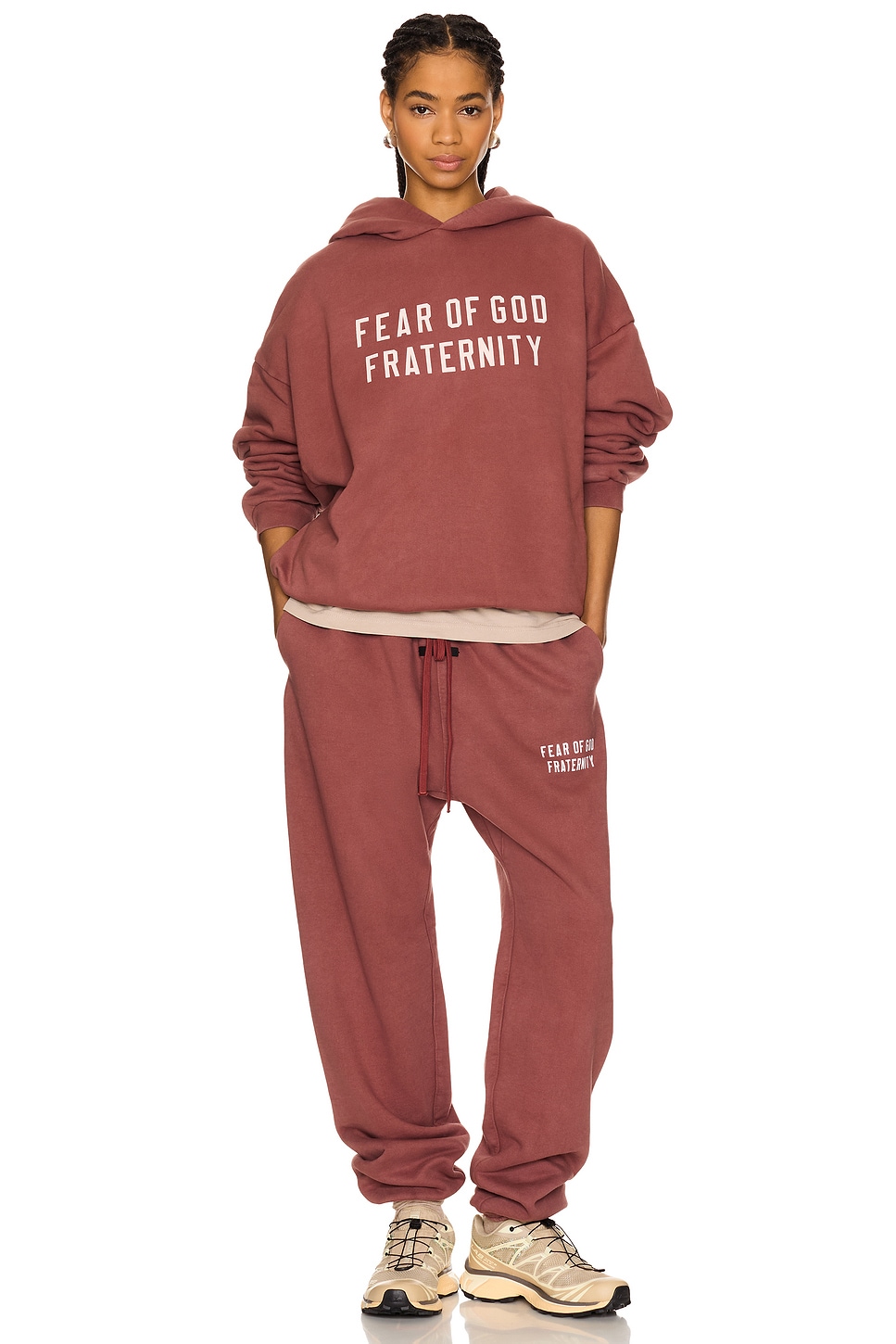 国内発送☆FEAR OF GOD☆HEAVY FLEECE HOODIE/CRIMSON Fear of God Essentials Heavy Fleece Hoodie Crimson Men's
