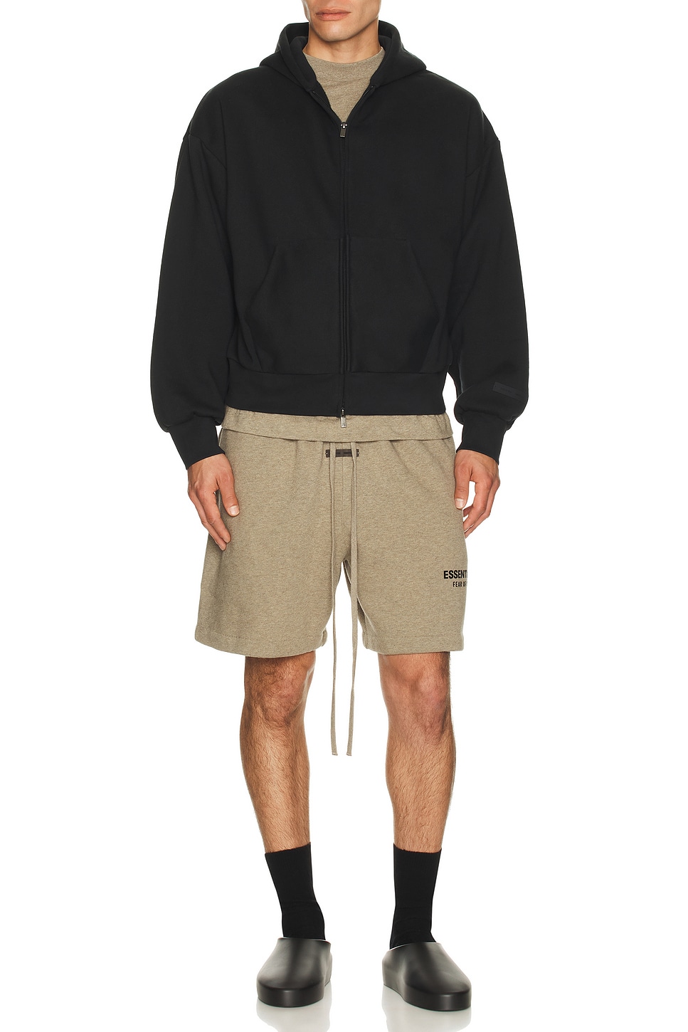 Fear of God ESSENTIALS Classic Full Zip Up Hoodie in Vintage Black ...