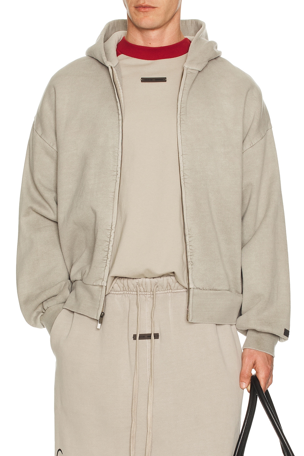 Fear of God ESSENTIALS Classic Full Zip Hoodie in Smoke Grey | REVOLVE