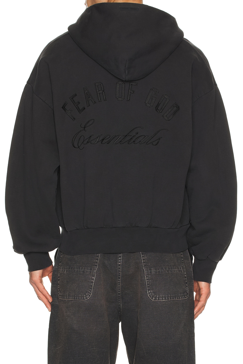 Fear of God ESSENTIALS Classic Full Zip Hoodie in Vintage Black | REVOLVE