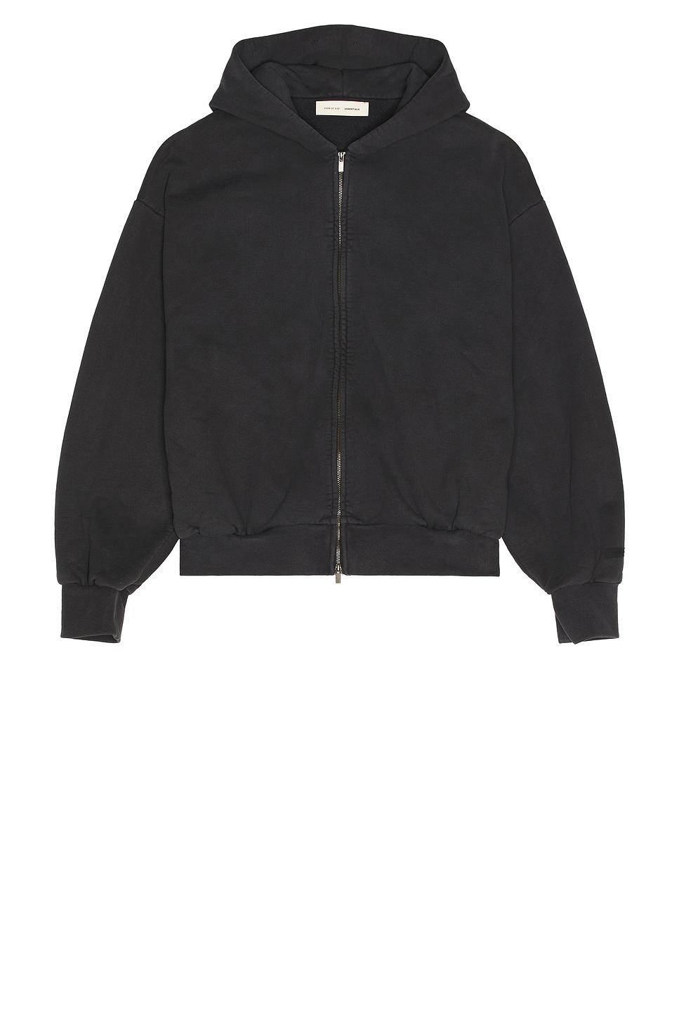 Fear of God ESSENTIALS Classic Full Zip Hoodie in Vintage Black | REVOLVE