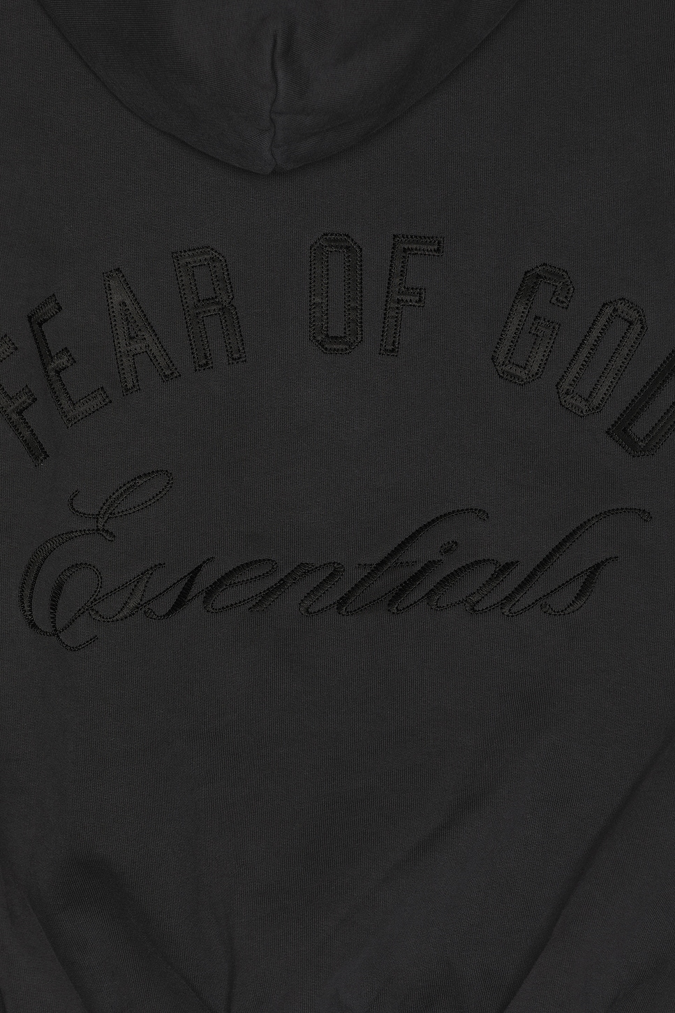 Fear of God ESSENTIALS Classic Full Zip Hoodie in Vintage Black | REVOLVE