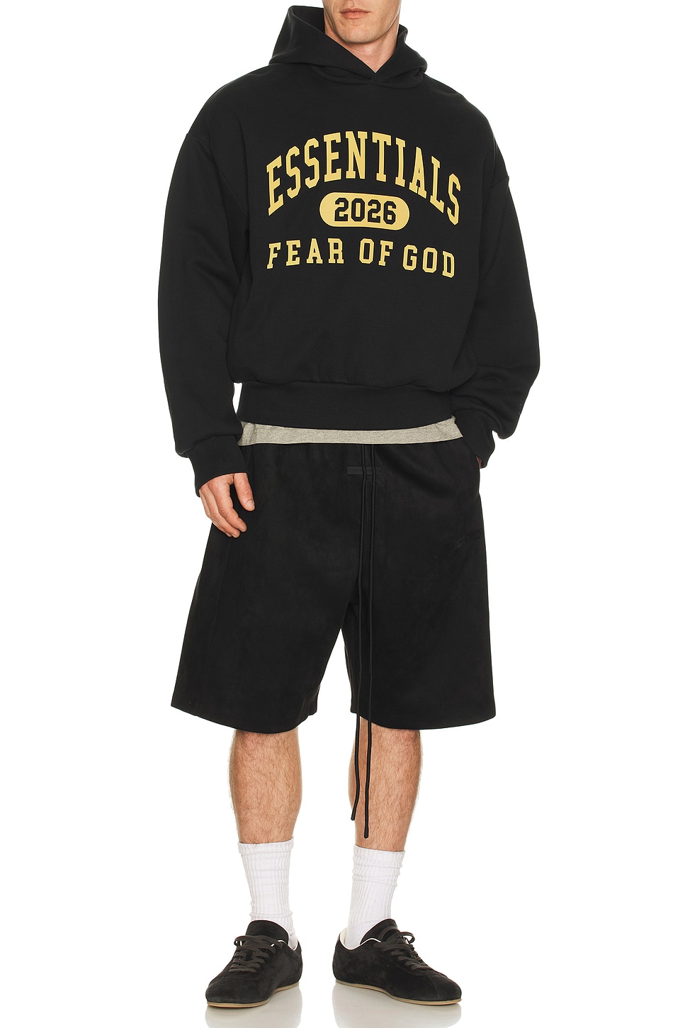 Fear of God ESSENTIALS Classic Hoodie in Vintage Black | REVOLVE