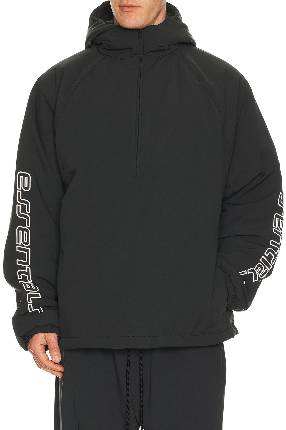 Fear of God ESSENTIALS Half Zip Anorak in Vintage Black Fear of God ESSENTIALS Half Zip Anorak in Vintage Black