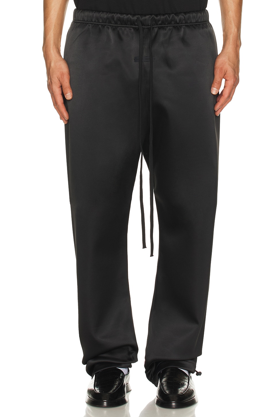 Fear of God ESSENTIALS Bonded Satin Relaxed Track Pant in Jet