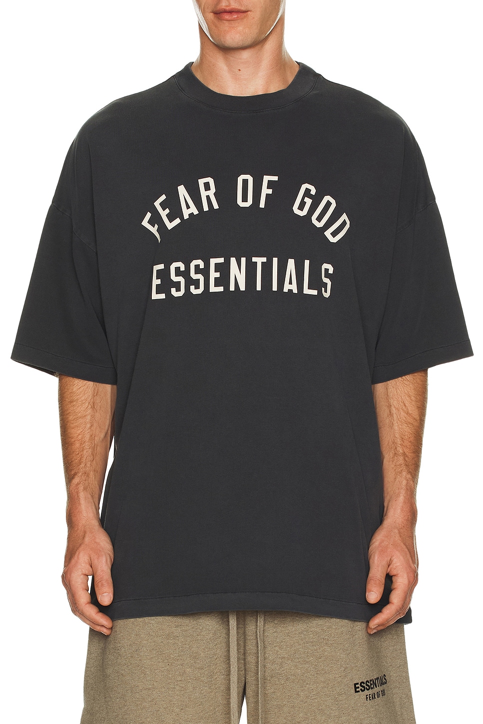 Fear of God ESSENTIALS Jersey Crewneck Tee in Black | REVOLVE Fear of God ESSENTIALS Jersey Crewneck Tee in Black | REVOLVE