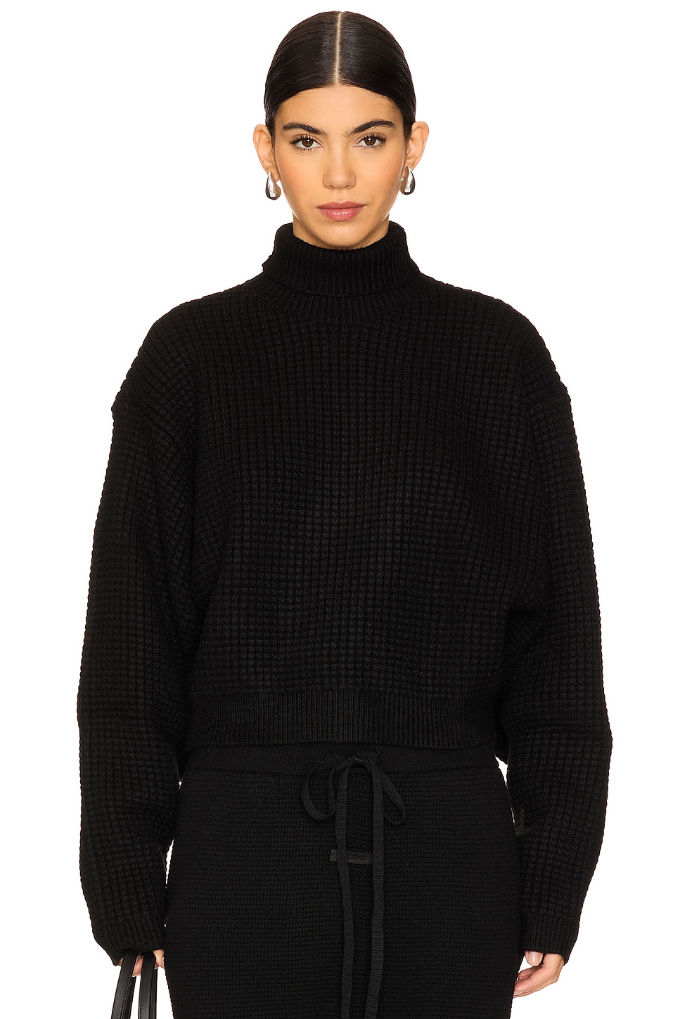 Fear of God ESSENTIALS Cropped Turtleneck Sweater in Black REVOLVE