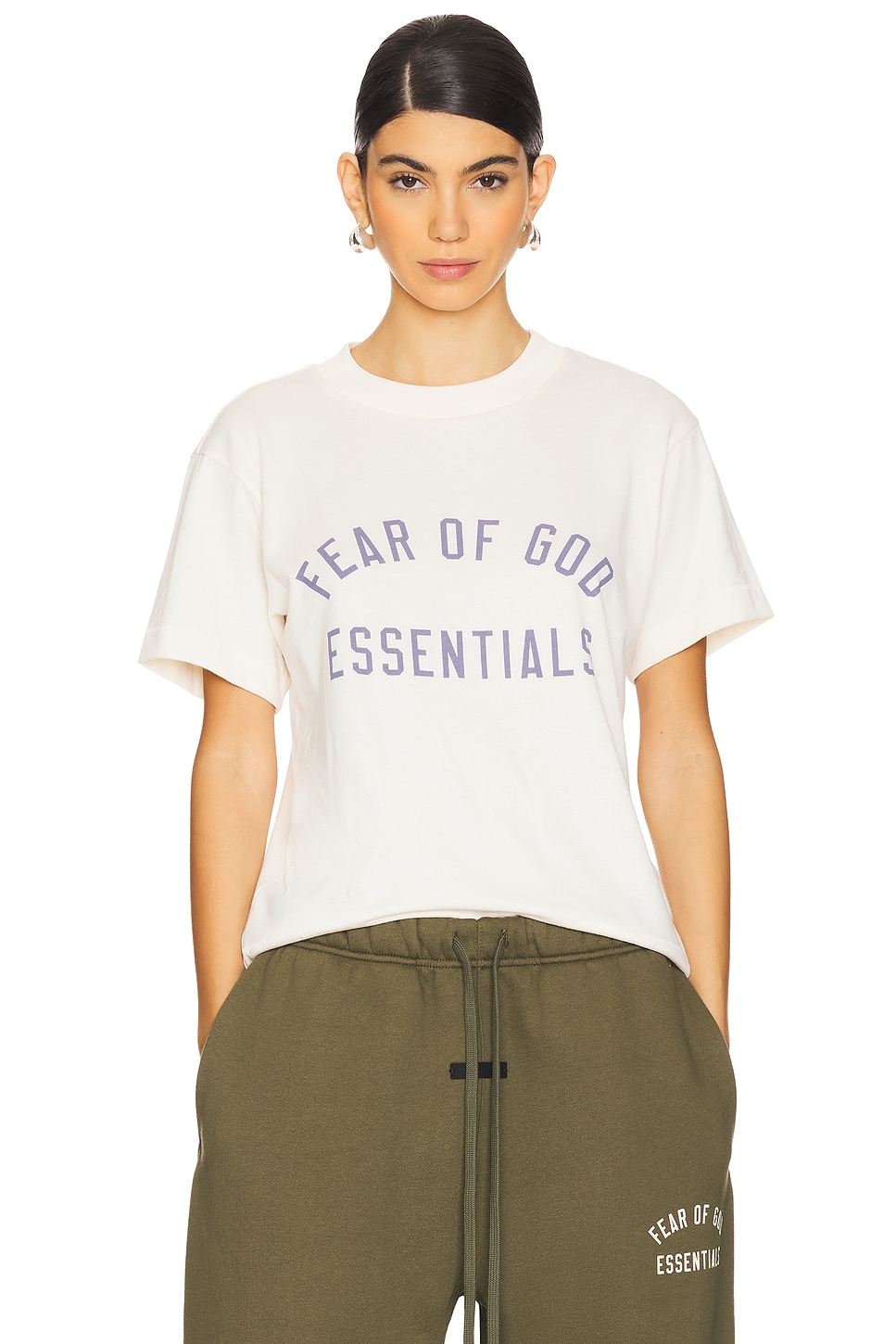 Fear of God ESSENTIALS Crewneck T-Shirt in Shell | REVOLVE