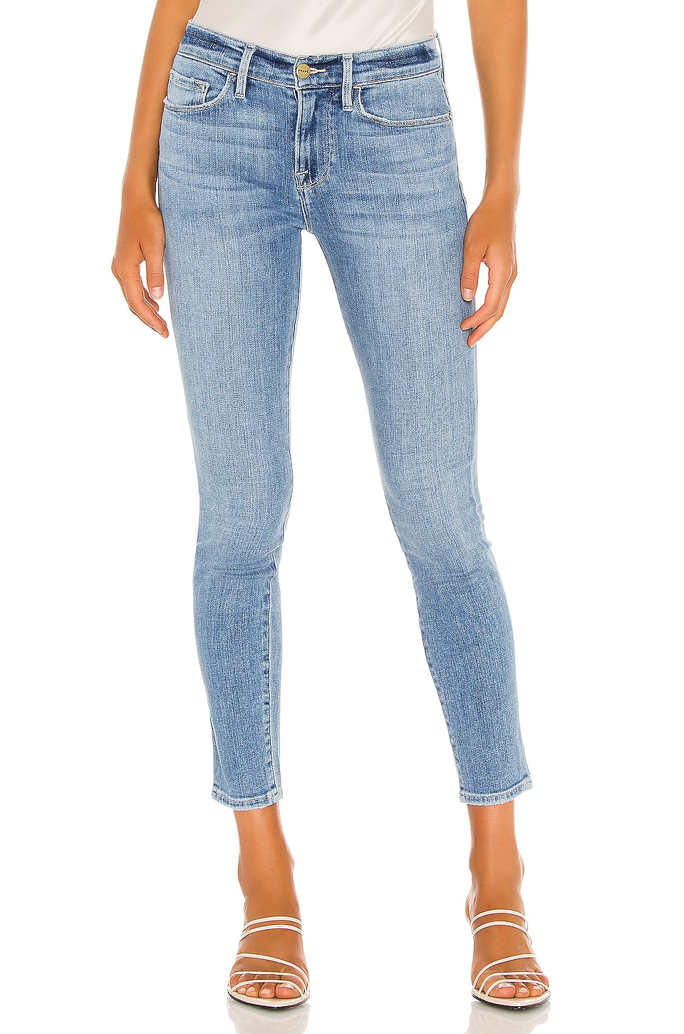 Jean Skinny Crop FRAME Le Skinny De Jeanne - Taille 26, Couleur Bleu Délavé, Occasion Très Bon état