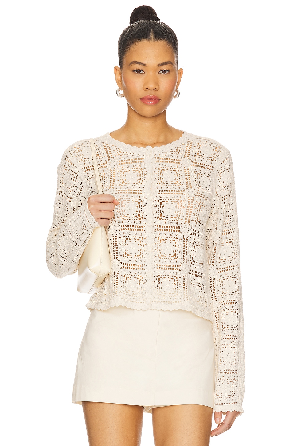 Theory Wooster Crepe Knit Fitted Cardi 白 Linen-Viscose Cropped Cardigan | Theory