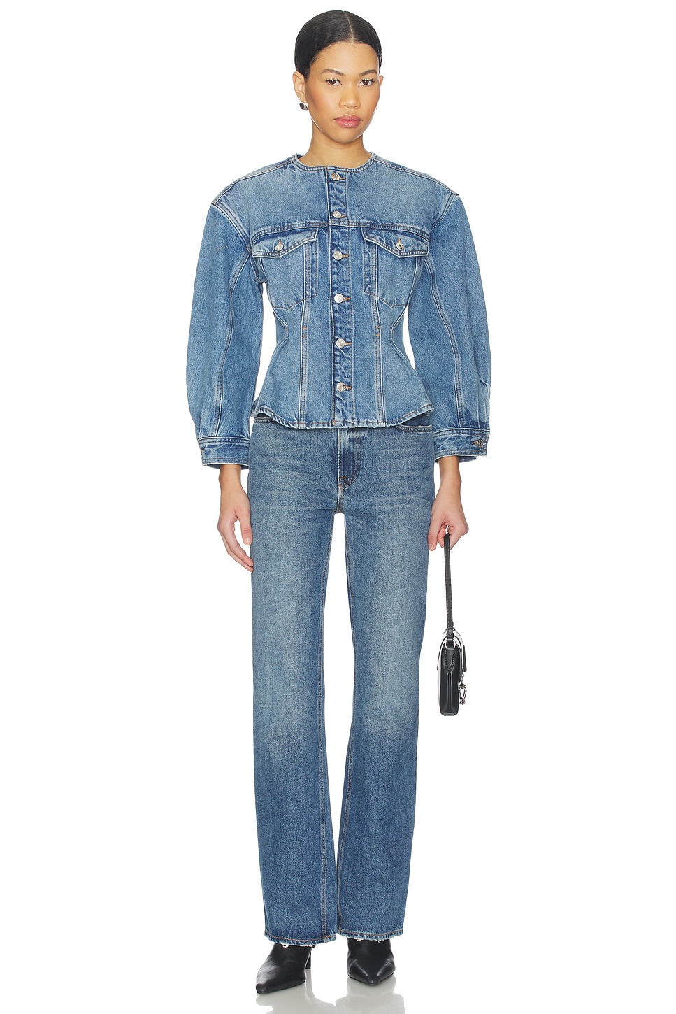 FRAME The Nipped Collarless Jacket in Umbria | REVOLVE