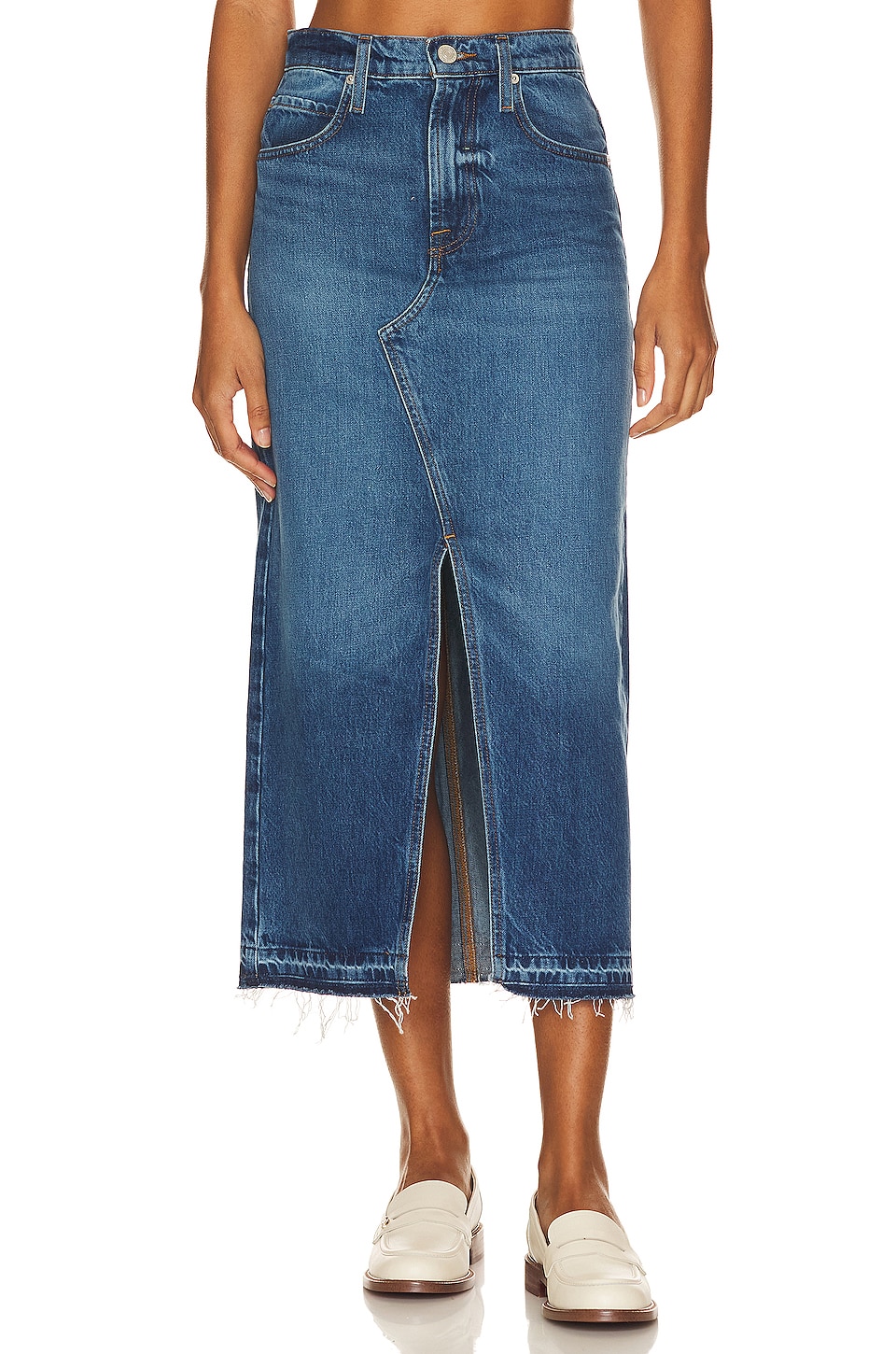 Current elliott on sale denim midi skirt